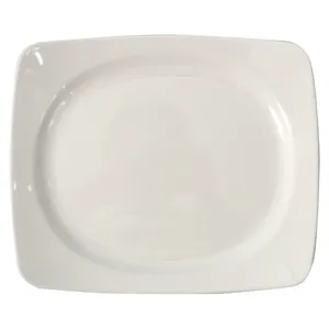 Assiette plate carrée en mélamine blanche, vaisselle durable pour cantine et restauration rapide.