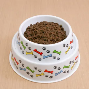 Melamine Pet Bowl Non Slip Dog Food Water Bowl Cartoon Pattern Cute Feeding Dish For Small Medium Dogs Pets Supplies