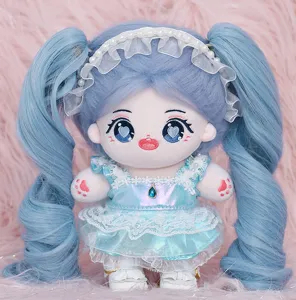 bambola di cotone 20cm simpatico giocattolo di peluche con code blu e vestito lolita per ragazze
