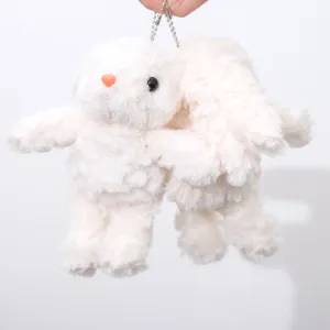 Süßer weißer flauschiger Kaninchen Plüschtier Schlüsselanhänger, weiche lange Ohren Tasche Geschenk.
