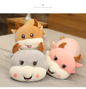 Simpatico peluche di mucca cuscino lungo e morbido per letto da ragazza ottimo regalo