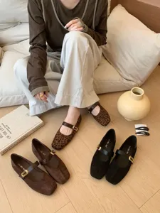 Chaussures plates Mary Jane vintage françaises pour femmes, chaussures confortables.