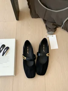 Femmes chaussures plates Mary Jane noir rétro bout carré chaussures confortables usage quotidien