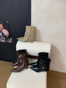 Damen spitze Keilabsatz Wadenstiefel modische bequeme Schlupfstiefel Schuhe Herbst Neu