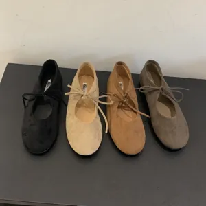Women casual soft sole ballet flats with cute lace-up bow design four colors available