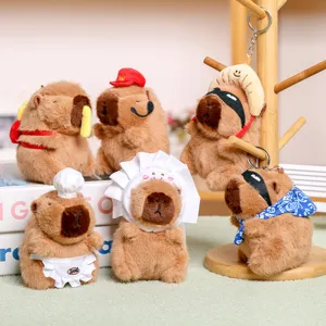 Cute capybara plush keychain cute animal bag pendant soft stuffed doll toy gift collection.