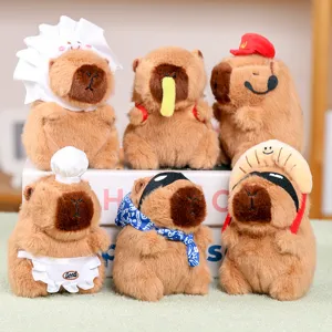 Cute capybara plush toy keychain food series stuffed animal bag pendant doll gift.