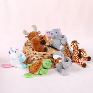 Cute animal plush slap bracelets set featuring forest animals and unicorn for kids gifts.