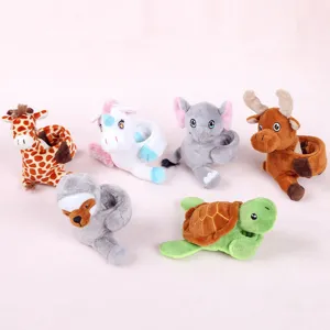 Plush animal slap bracelets, cute cartoon wrist bands toys for kids and party gifts.
