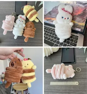 Mignon porte-clés en peluche extensible animal capybara lapin pendentif de sac jouet