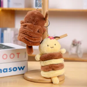 Joli porte-clés en peluche animal à ressort capybara pendentif de sac à dos mignon
