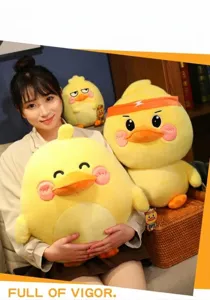 Cute yellow duck plush toy, soft stuffed animal doll, perfect gift for kids and room decor.