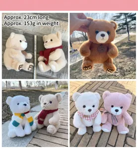Carino peluche orsacchiotto giocattolo bambola animale morbido con sciarpa bavaglino 23cm