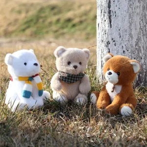 Set di peluche orsetto carino da 8 pollici, morbida bambola di peluche con sciarpa regalo bambini.