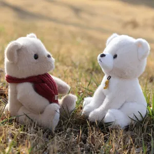 Simpatica coppia di peluche orsacchiotto morbido con sciarpa rossa regalo per bambini