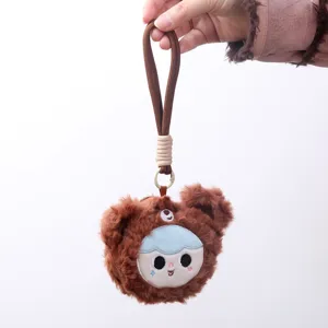 Simpatico portamonete in peluche con orsetto marrone, ciondolo borsa soffice per regalo e coppie.