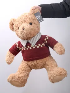 Vintage sweater teddy bear plush toy cute stuffed animal doll for kids birthday holiday gift.