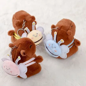 Portachiavi in peluche capibara marrone carino con ciondolo zaino grazioso regalo