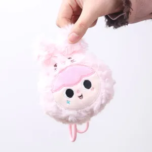 Portamonete in peluche rosa portachiavi simpatico ciondolo borsa coniglietto morbido.