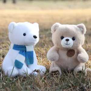 Set di orsacchiotti di peluche morbidi con sciarpa, grazioso bambolotto regalo per bambini.