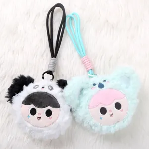 Portachiavi in peluche soffice carino ciondolo borsa animale cartone animato bel anello chiave