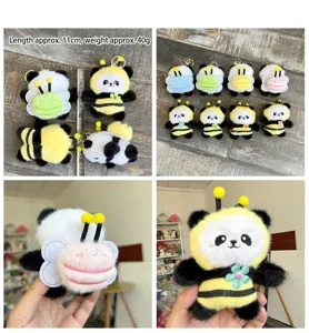 Grazioso portachiavi peluche panda ape bambola di peluche ciondolo borsa regalo