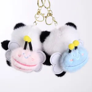 Simpatico portachiavi panda ape in peluche soffice ciondolo borsa morbido pupazzo