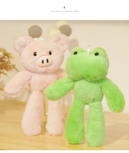 Lindo colgante llavero de rana y cerdo de peluche suave juguete animal para bolso detalle