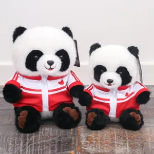 Süße Riesenpanda Plüschtiere Set mit roten Sportjacken, weiche Kuscheltier Puppen Geschenke.