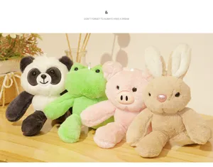 Set de llaveros de peluche de animales lindos con panda, rana, cerdo y conejo.