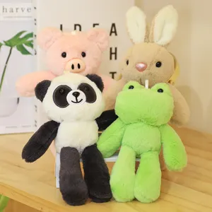 Set de llaveros de peluche bonitos con panda, rana, cerdo y conejo. Colgante de juguete suave.