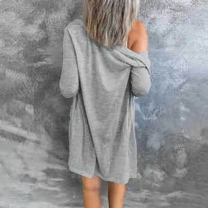Women casual long sleeve solid color knitted cardigan coat autumn winter daily wear.
