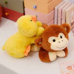 Niedliche Plüsch Ente und Affe weiche Stofftiere Kissen für Kinder Zimmer Deko Geschenk