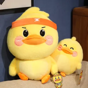 Cute yellow plush duck toy set with headband and soft stuffed animal doll for kids gift.