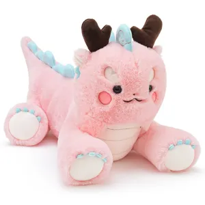 Joli jouet en peluche dragon rose poupee en peluche mascotte pour cadeau d'enfant et decoration festive.