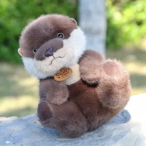 Cute simulation otter plush toy, soft stuffed animal doll, sitting posture pillow for kids.