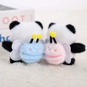 Delizioso ciondolo in peluche panda ape, morbida bambola portachiavi borsa ornamento.