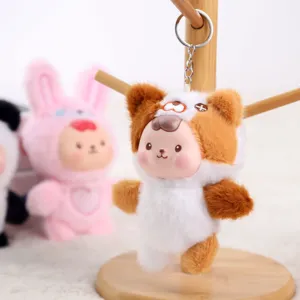 Lindo llavero de felpa animal muñeca de vinilo bolso esponjoso colgante decoración de juguete