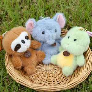 Set di portachiavi in peluche carini, elefante bradipo tartaruga morbidi per borse regali.