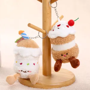 Süße Kuchen Milch Tee Tasse Plüschtier Tasche Anhänger, weiche Puppe Geburtstagsgeschenk.