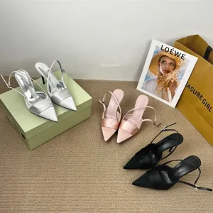 Women Satin Pointed Toe Stiletto High Heels Slingback Dress Pumps Elegant Summer Party Wedding Shoes
