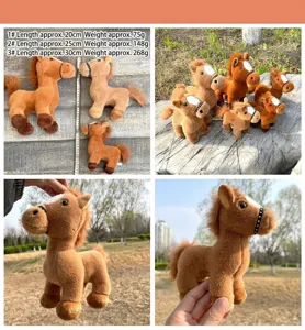 Cute plush horse toy, brown stuffed animal doll with white blaze, soft kid gift ornament.