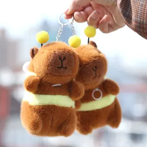 Mignon capybara abeille peluche porte-clés sac pendentif doux animal jouet mignon charme