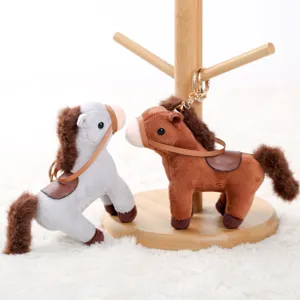 Süßes Plüsch Pferd Schlüsselanhänger Set mit Zügeln und Sattel Stofftier Tasche Dekoration