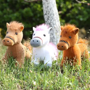 Cute plush horse toy simulation jointed pony doll soft stuffed animal kids gift 1pc