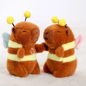 Joli jouet en peluche capybara abeille aile porte-clés sac à dos doux pendentif poupée