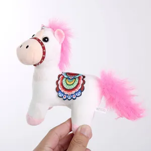 Süßes Plüschpferd Schlüsselanhänger mit rosa Mähne, perfektes Geschenk für Mädchen und Taschen.