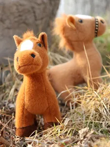 Cute brown plush horse toy simulation doll children companion cute animal mascot birthday gift