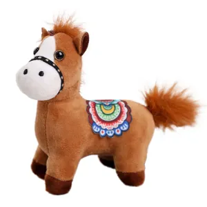 Süßes braunes Plüschpferd Schlüsselanhänger, weiches Stofftier Pony Anhänger für Tasche Geschenk.