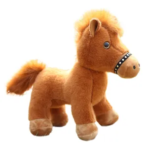 Stuffed pony plush toy brown horse doll soft children gift cute animal companion decoration